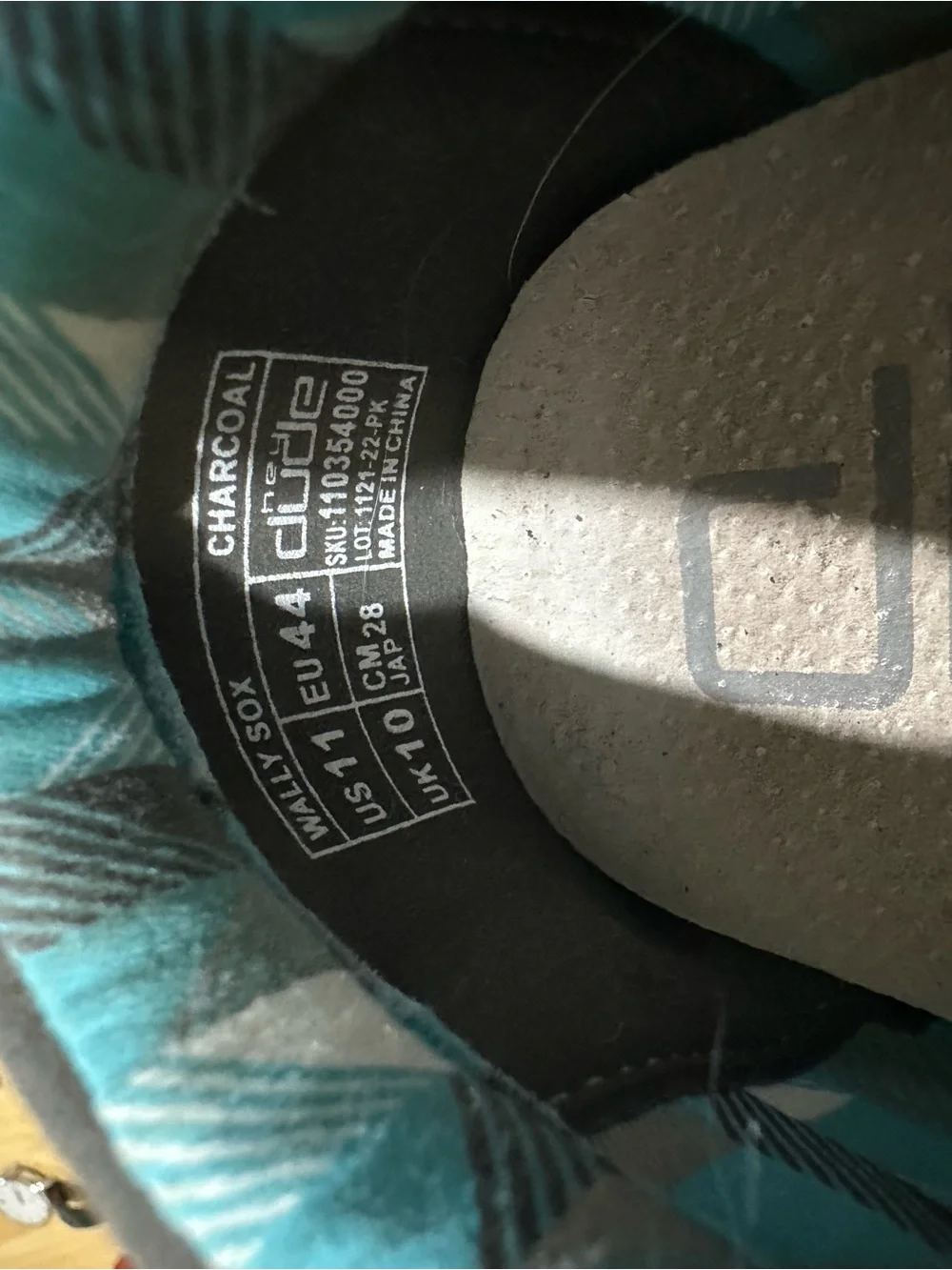 Hey Dude Dark Gray Slip-On Loafers with Teal Accent